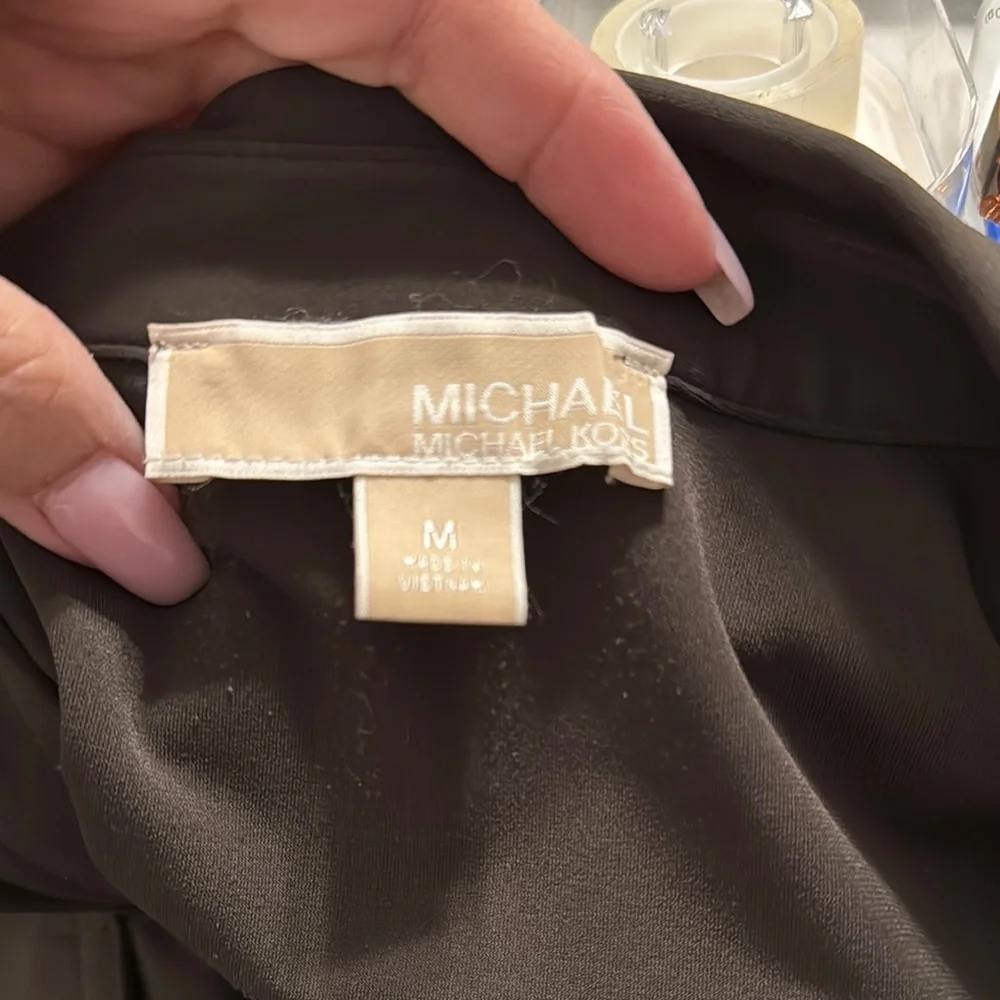 Michael Kors Black Long Sleeve Button-Front Shirt Dress